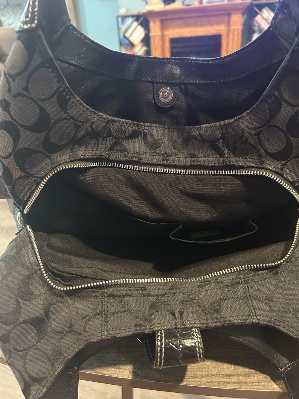 Coach SoHo Signature Buckle Hobo bag Black Jacquard Canvas Leather Trim Y2K - Picture 6 of 16